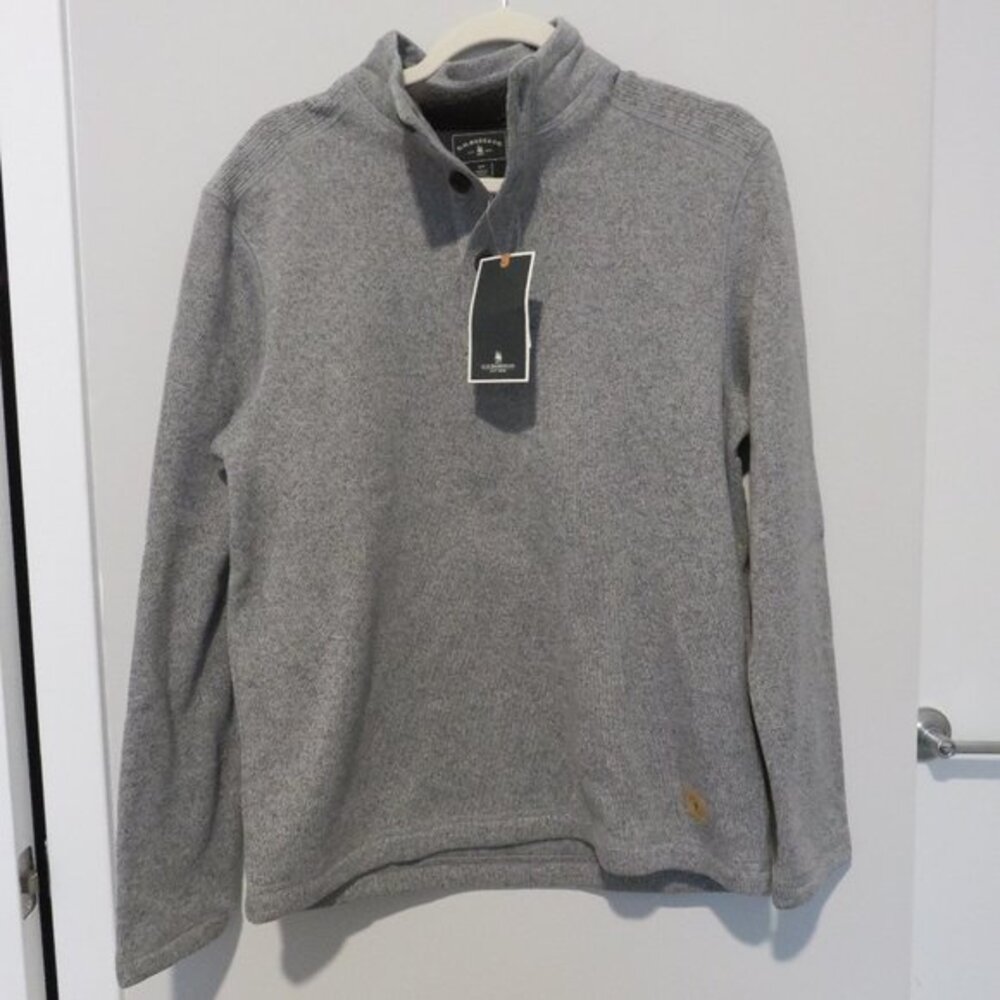 G.H. Bass & Co. Pullover Sweater Gray Quarter 1/4 Button Up Men's Small NWT